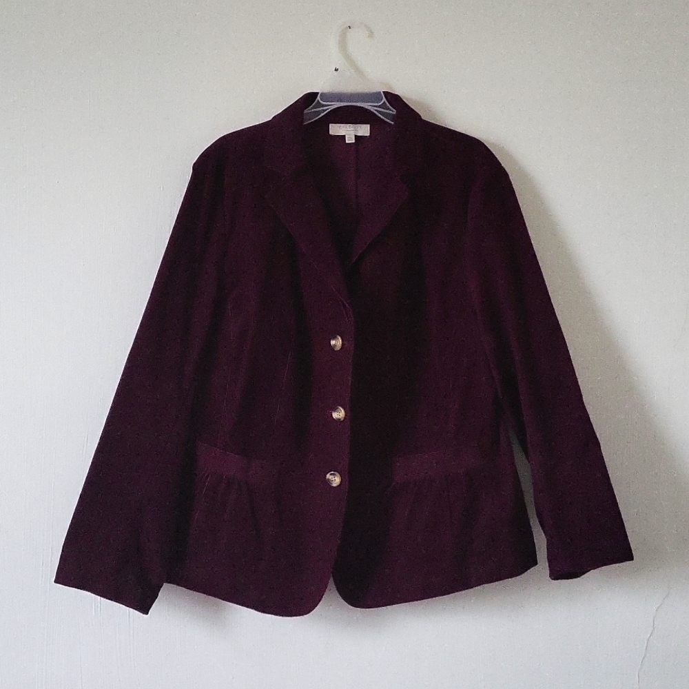 Talbots Dark Purple Womens Cordoroy Blazer